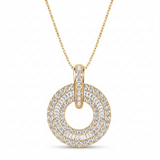 double circle pave natural diamond pendant necklace in 14k gold