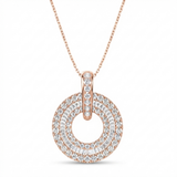 double circle pave natural diamond pendant necklace in 14k gold rose gold