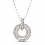 double circle pave natural diamond pendant necklace in 14k gold white gold