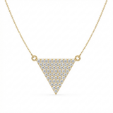 pave triangle natural diamond pendant necklace in 14k gold