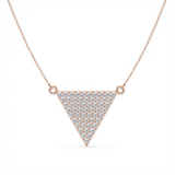 pave triangle natural diamond pendant necklace in 14k gold rose gold