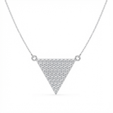 pave triangle natural diamond pendant necklace in 14k gold white gold