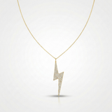 lightning bolt pave natural diamond pendant necklace in 14k gold