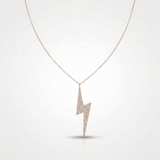 lightning bolt pave natural diamond pendant necklace in 14k gold rose gold