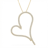 open heart pave natural diamond pendant necklace in 14k gold