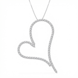 open heart pave natural diamond pendant necklace in 14k gold white gold