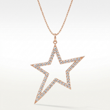 open star pave natural diamond pendant necklace in 14k gold rose gold