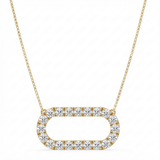 oval link natural diamond pendant necklace in 14k gold