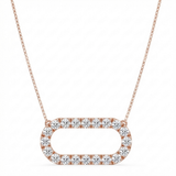 oval link natural diamond pendant necklace in 14k gold rose gold