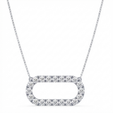 oval link natural diamond pendant necklace in 14k gold white gold