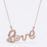 love script natural diamond pendant necklace in 14k gold rose gold