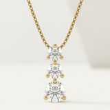 graduated round natural diamond drop pendant necklace in 14k gold