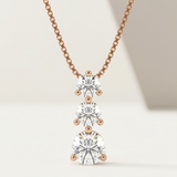 graduated round natural diamond drop pendant necklace in 14k gold rose gold