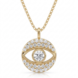 evil eye halo natural diamond pendant necklace in 14k gold