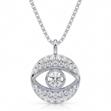 evil eye halo natural diamond pendant necklace in 14k gold white gold