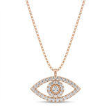 evil eye pave natural diamond pendant necklace in 14k gold rose gold