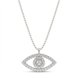 evil eye pave natural diamond pendant necklace in 14k gold white gold