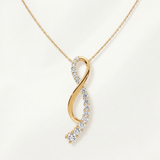 infinity curve natural diamond pendant necklace in 14k gold