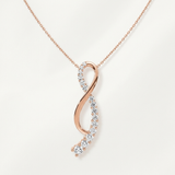 infinity curve natural diamond pendant necklace in 14k gold rose gold