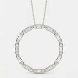 baguette link circle natural diamond pendant necklace in 14k gold white gold