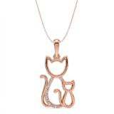 mother and child natural diamond pendant necklace in 14k gold rose gold
