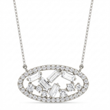 baguette cluster oval natural diamond pendant necklace in 14k gold white gold