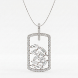 baguette cluster tag natural diamond pendant necklace in 14k gold white gold