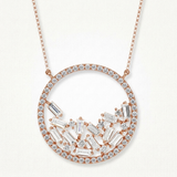 baguette scatter circle natural diamond pendant necklace in 14k gold rose gold