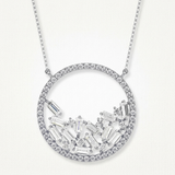baguette scatter circle natural diamond pendant necklace in 14k gold white gold