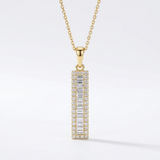 triple bar pave natural diamond pendant necklace in 14k gold