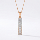 triple bar pave natural diamond pendant necklace in 14k gold rose gold