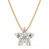 floral cluster natural diamond pendant necklace in 14k gold