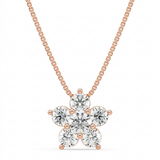 floral cluster natural diamond pendant necklace in 14k gold rose gold