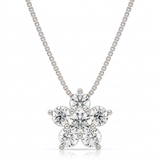 floral cluster natural diamond pendant necklace in 14k gold white gold