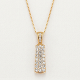 pave barrel natural diamond pendant necklace in 14k gold
