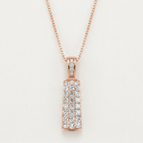 pave barrel natural diamond pendant necklace in 14k gold rose gold