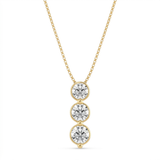graduated triple bezel natural diamond drop pendant necklace in 14k gold