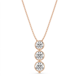 graduated triple bezel natural diamond drop pendant necklace in 14k gold rose gold