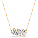 three stone natural diamond pendant necklace in 14k gold