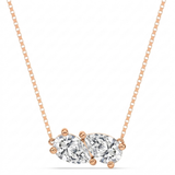 three stone natural diamond pendant necklace in 14k gold rose gold