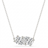 three stone natural diamond pendant necklace in 14k gold white gold