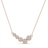 graduated bezel natural diamond station necklace in 14k gold rose gold