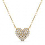 pave heart natural diamond pendant necklace in 14k gold