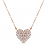 pave heart natural diamond pendant necklace in 14k gold rose gold
