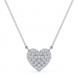 pave heart natural diamond pendant necklace in 14k gold white gold