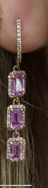 Pink Sapphire Huggies