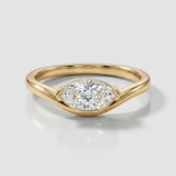 bezel oval lab-grown diamond solitaire ring in 14k gold