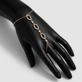 oval link natural diamond hand chain in 14k gold