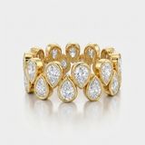 pear shape cluster natural diamond band ring in 14k gold