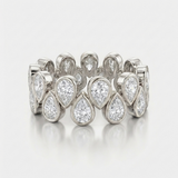 pear shape cluster natural diamond band ring in 14k gold white gold